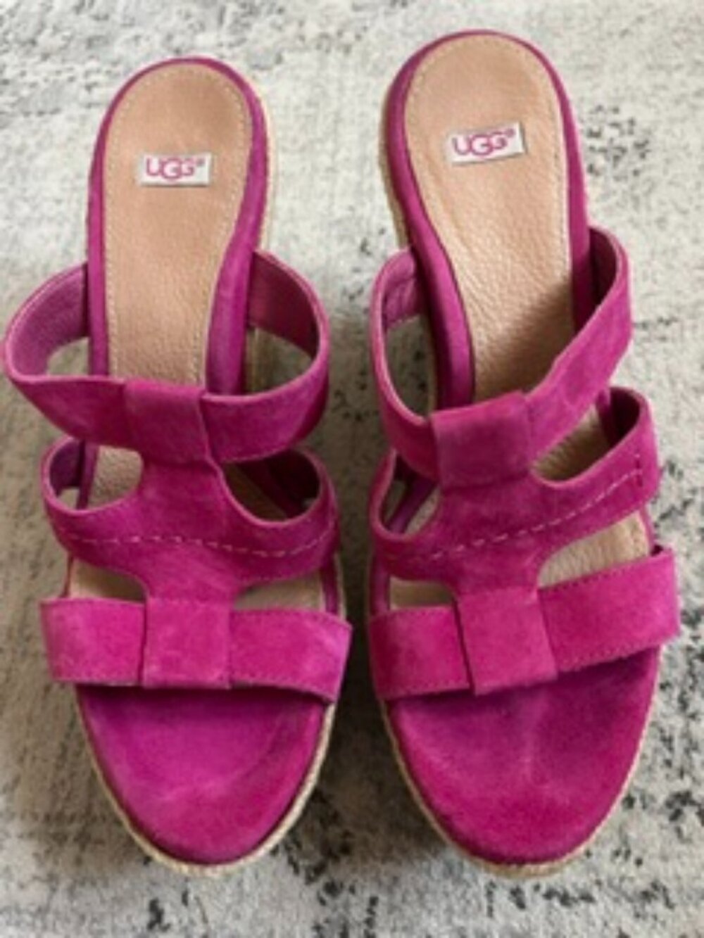 UGG Pink Espadrille Wedge Sandals 7